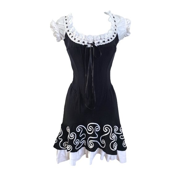 Mara Margo Paris Corset Mini Milkmaid Dress Small-S Black White -EU38-Small/S - Picture 2 of 16